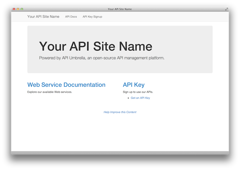 Default API Umbrella homepage